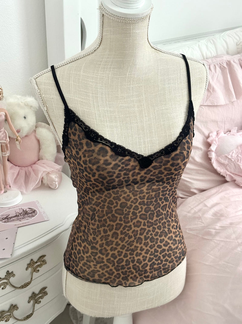 Vintage 2002 Victoria’s Secret Sheer Leopard Cami Top Size M