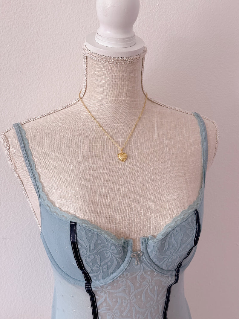 Vintage Victoria's Secret powder blue bustier corset top size: M
