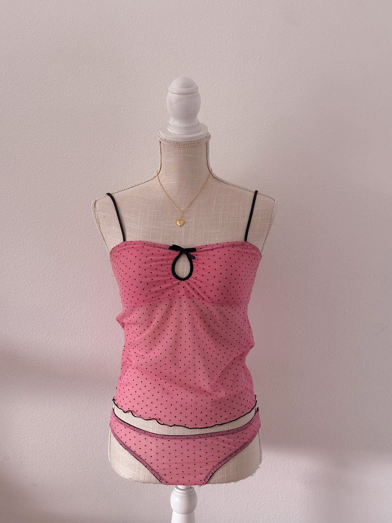 Vintage Victoria's Secret pink polka dot 2 piece set size: S