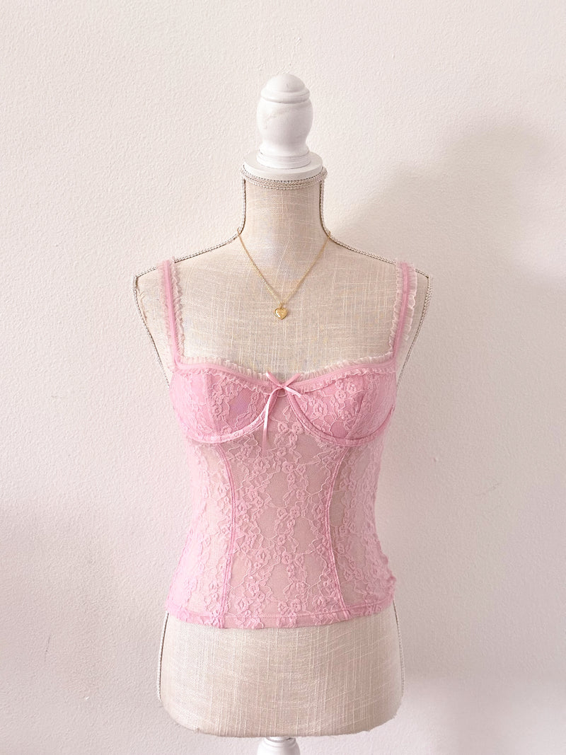 Vintage Victoria's Secret 2005 pink Sydney Carlson lace camisole top size: XS