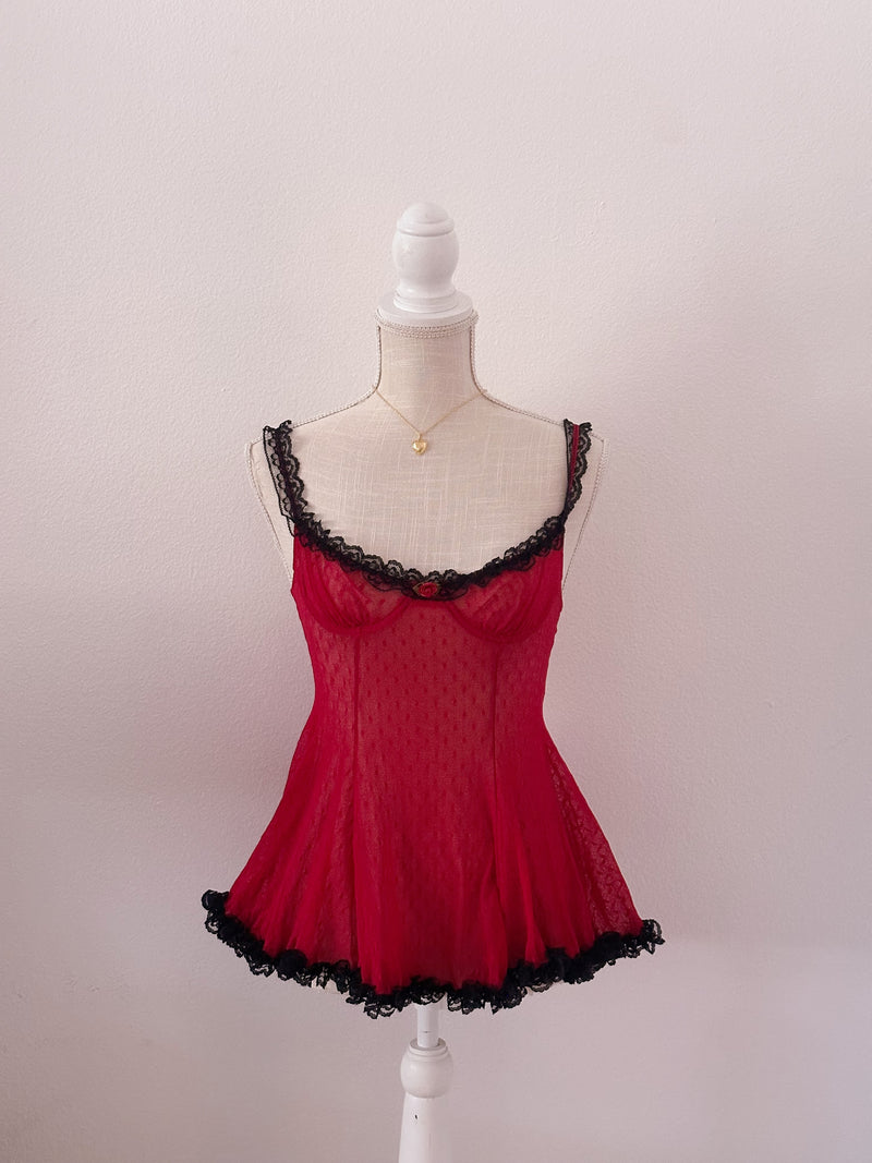 Vintage Victoria's Secret Red and Black Babydoll size: XS