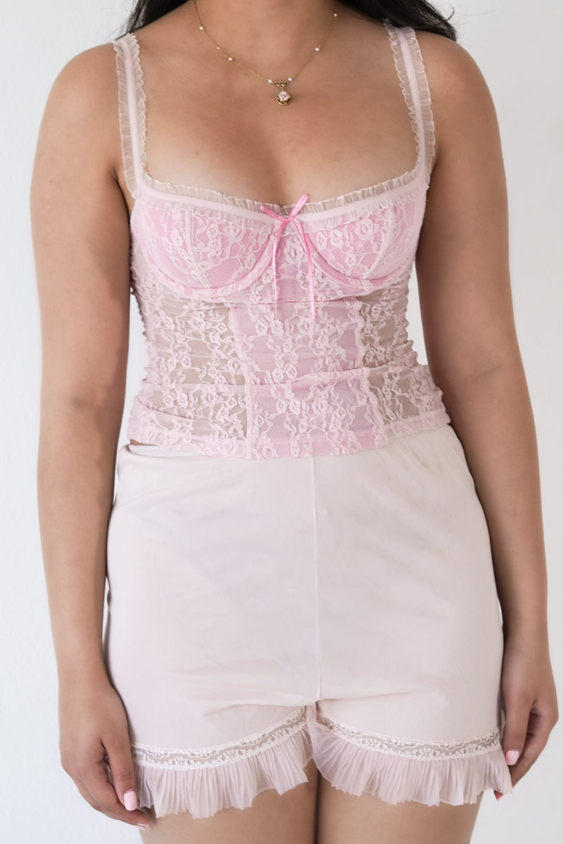 Vintage 2004 Victoria’s Secret Pink Lace Bustier Cami Top Size: XS