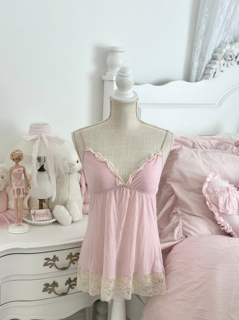 Vintage Victoria’s Secret Luxury Blend Pink Lace Babydoll Size: L