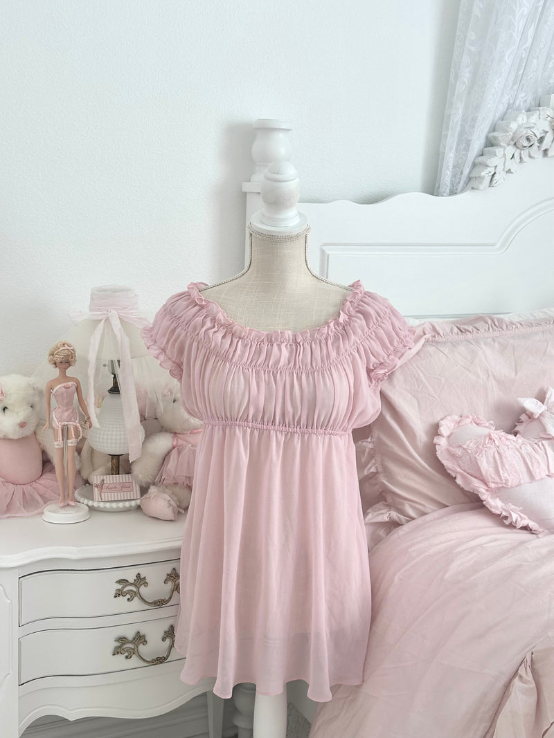 Vintage 2002 Victoria’s Secret Pink Chiffon Ruffle Babydoll Dress Size M