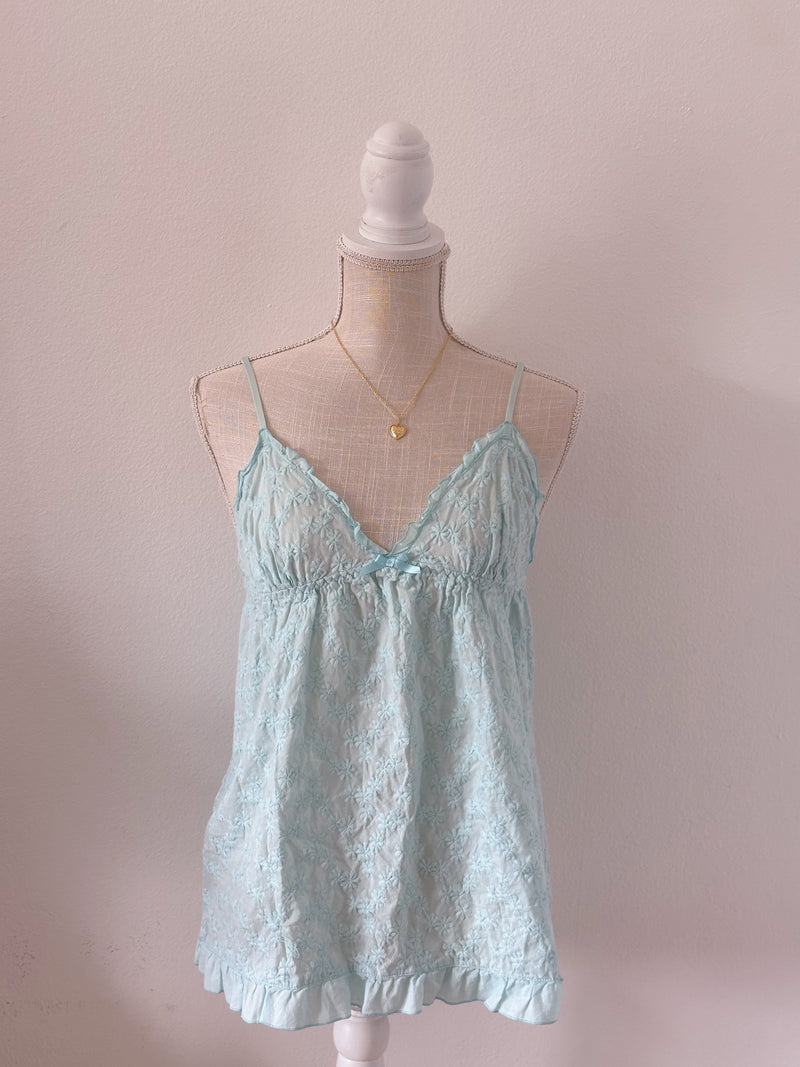 Vintage Victoria's Secret blue lace babydoll top size: xs