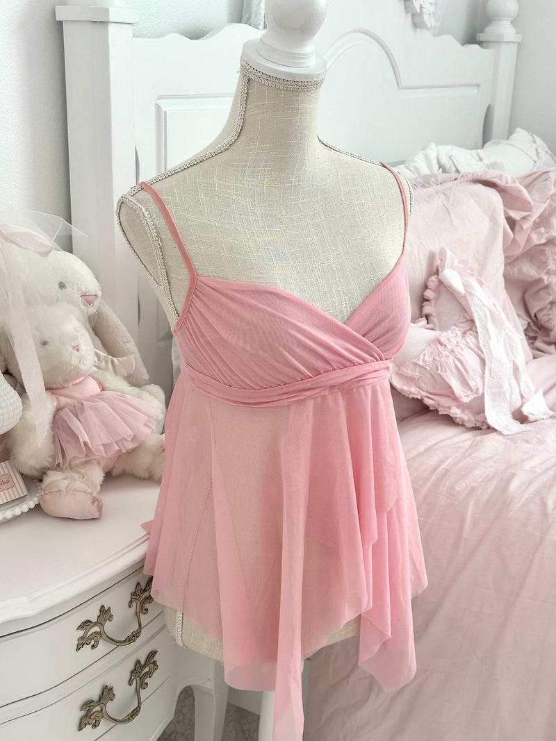 Vintage 2004 Victoria’s Secret Pink Tiered Babydoll Cami Top Size S