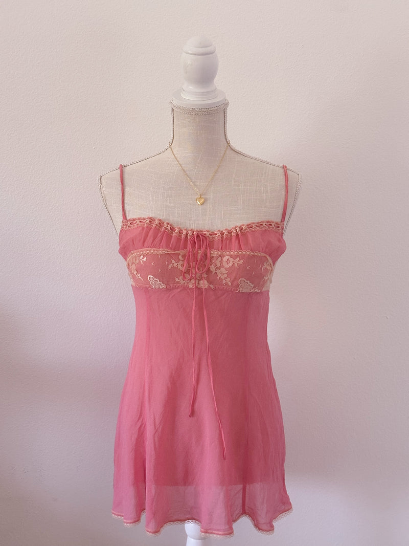 Vintage Victoria's Secret Paris Hilton Coral Babydoll slip size: S