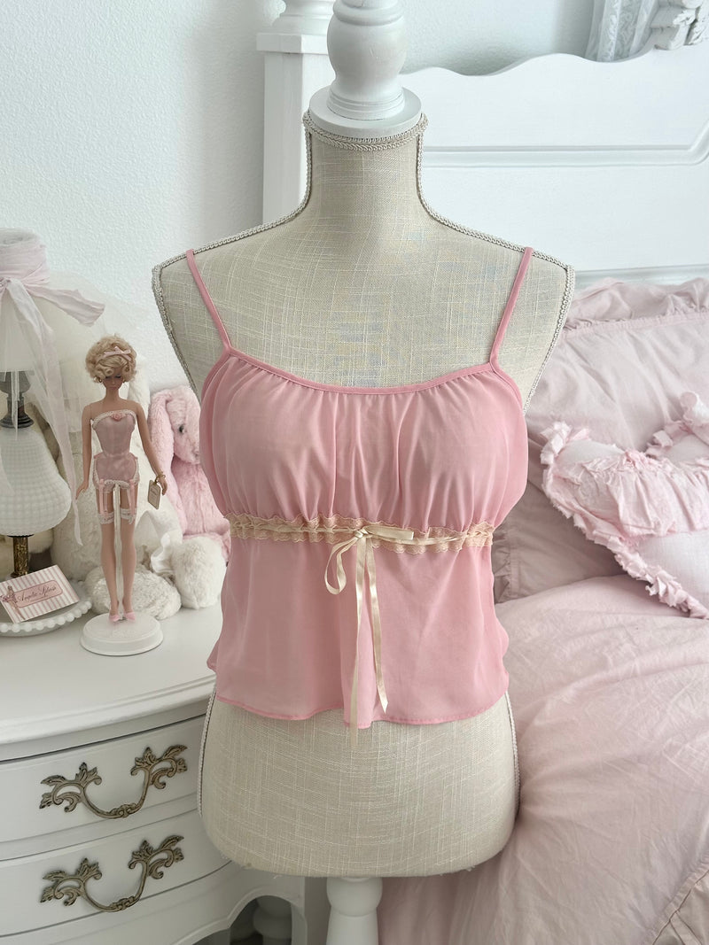 Vintage 2003 Victoria’s Secret Sheer Pink Cami Top Size: S