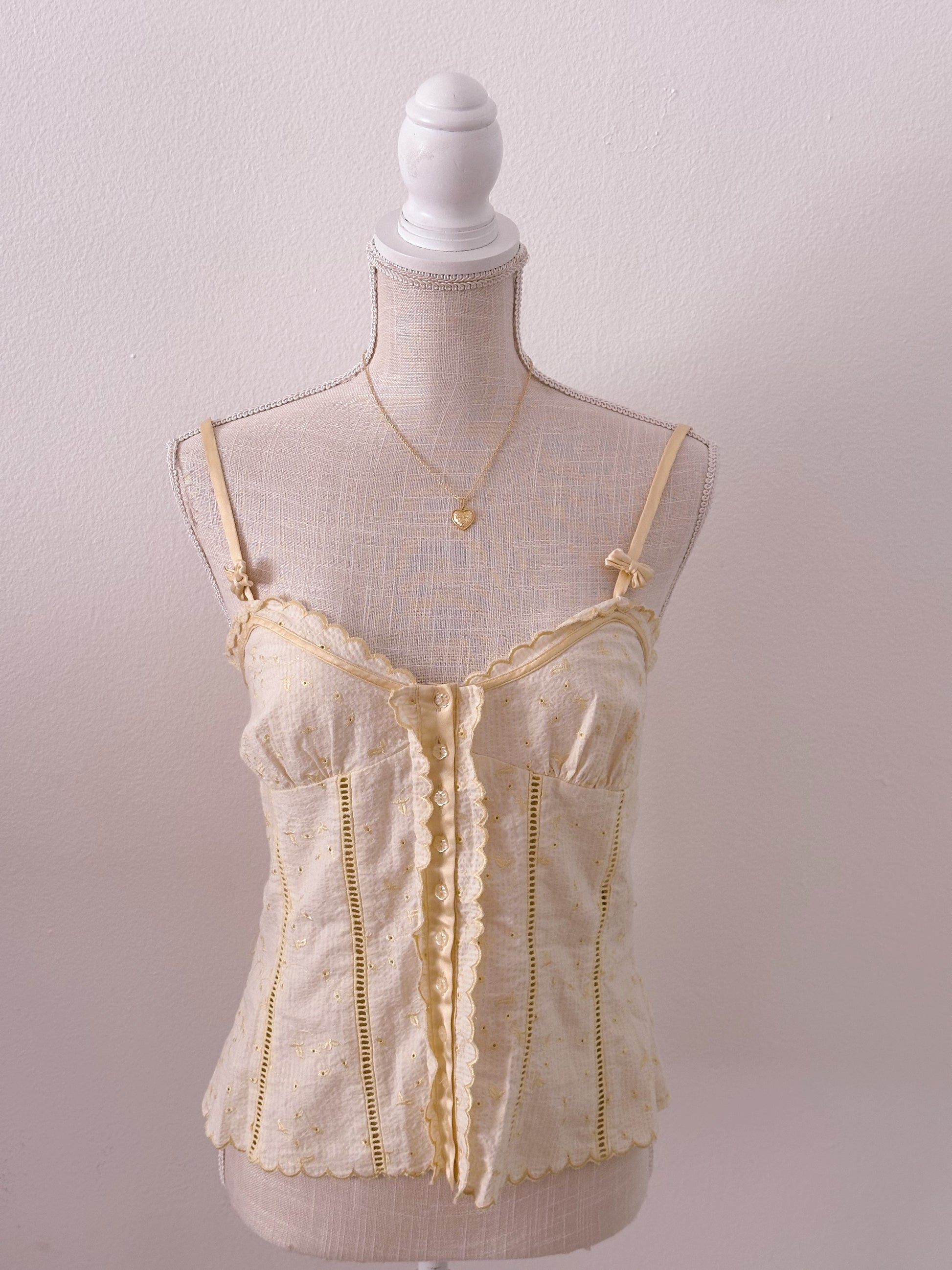 Vintage Bebe yellow milkmaid top size: S