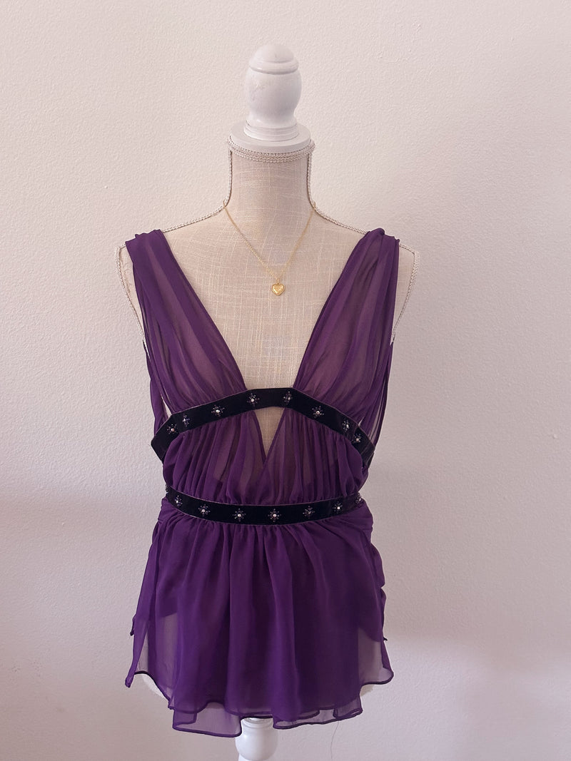 Vintage Victoria's Secret purple babydoll top set size: xs