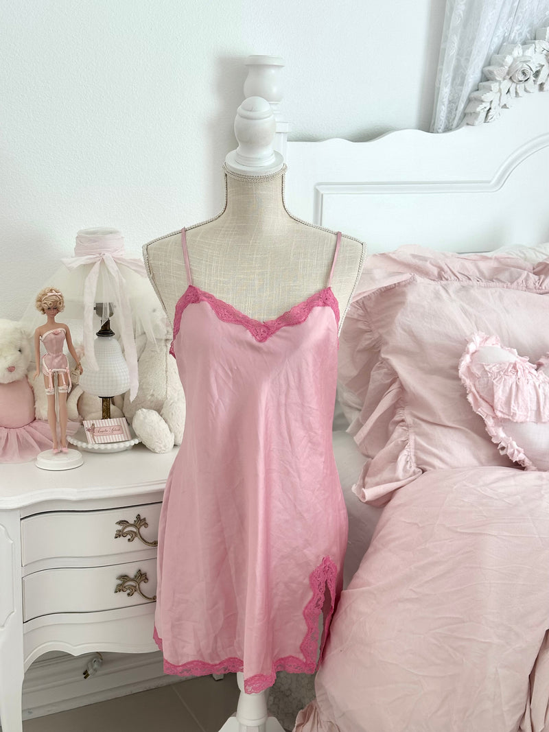 Vintage 2002 Victoria’s Secret Pink Lace Slip Dress Size: M