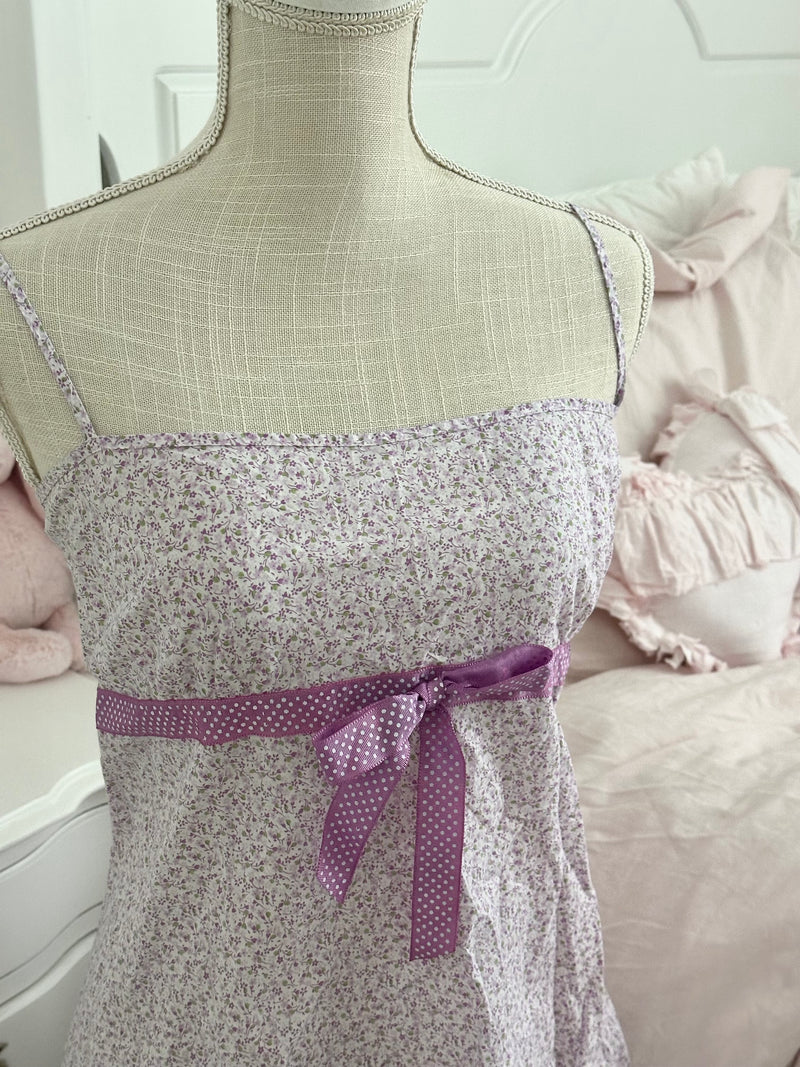 Vintage 2003 Victoria’s Secret Purple Floral Cotton Slip Dress Size XL