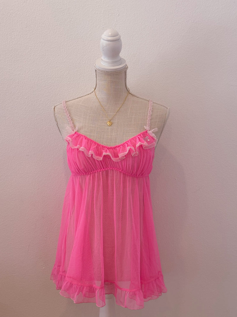Vintage Victoria's Secret, hot pink baby doll top size: M