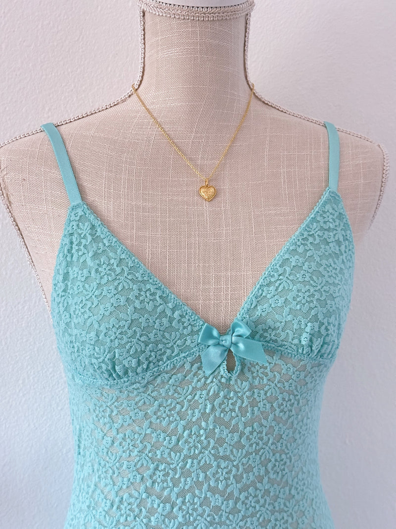 Vintage Victoria's Secret, blue lace, body con dress Size:M