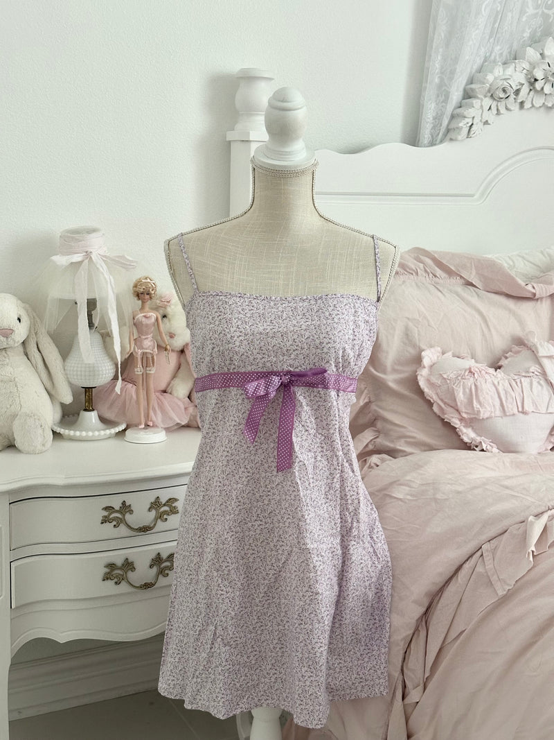 Vintage 2003 Victoria’s Secret Purple Floral Cotton Slip Dress Size XL