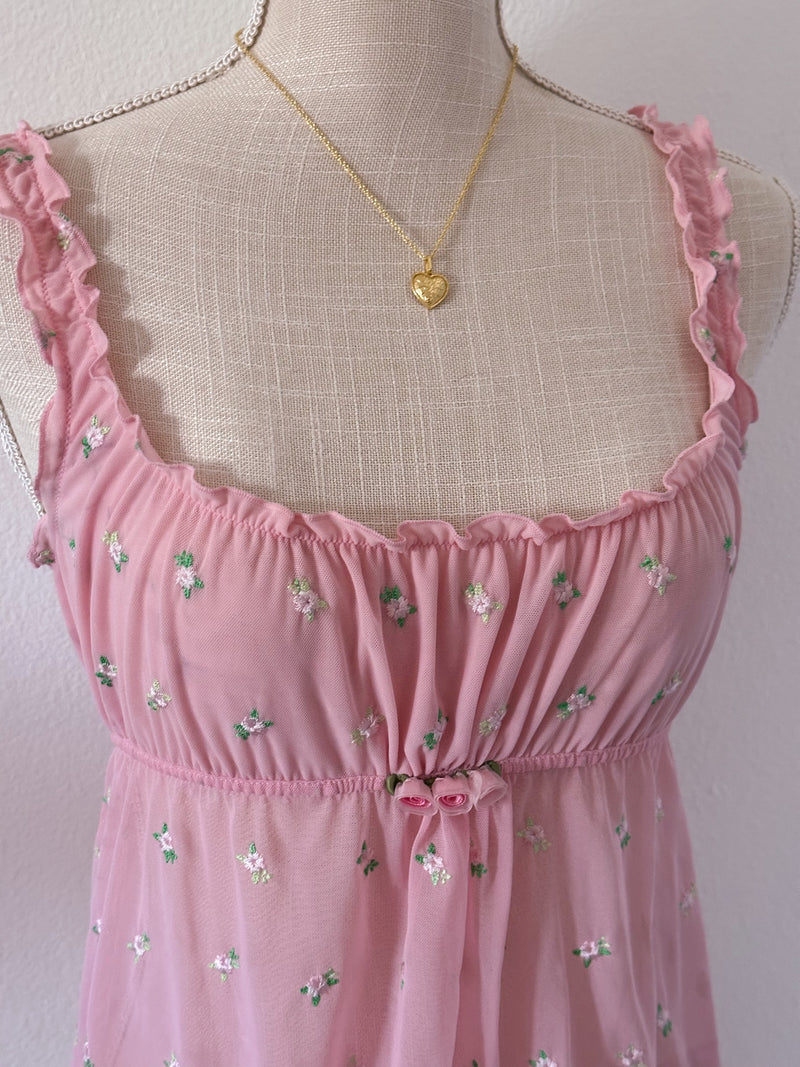 Vintage Victoria's Secret pink floral milkmaid cami top size: S