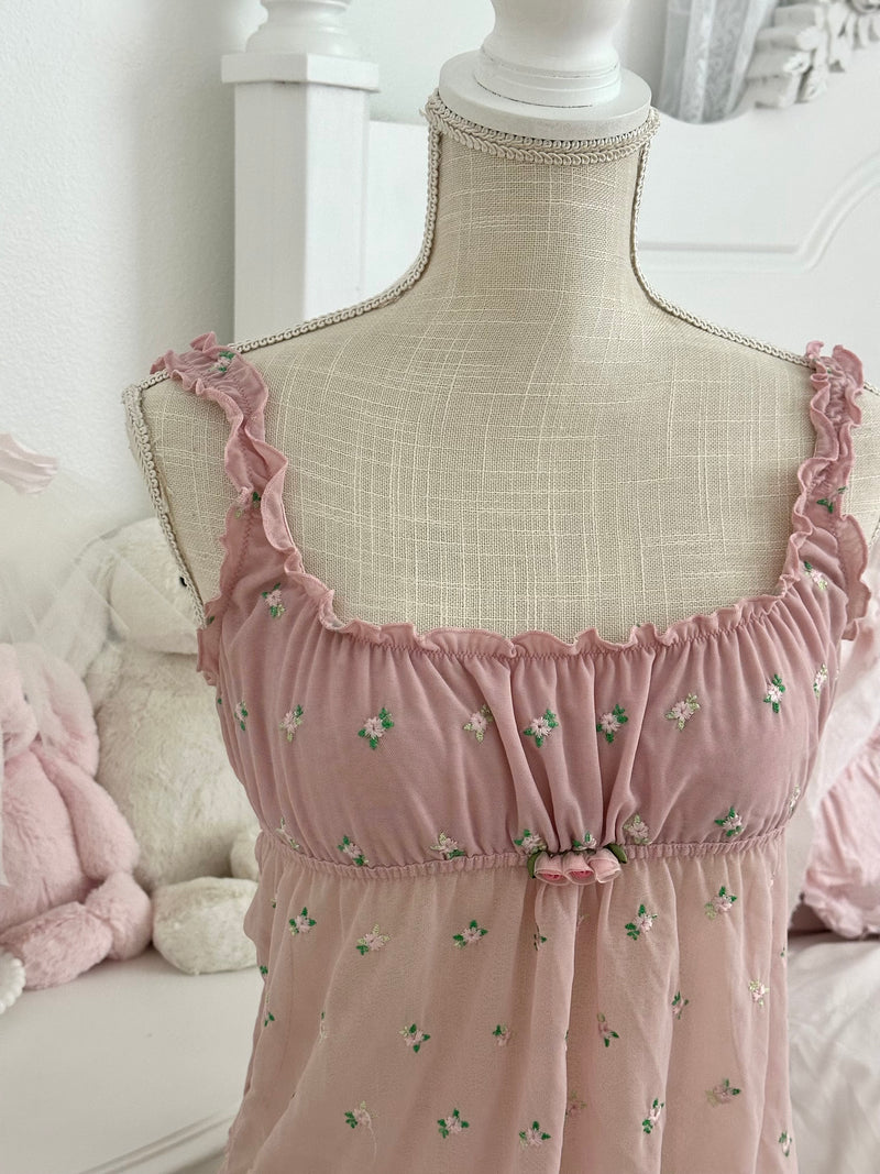 Vintage 2003 Victoria’s Secret Pink Floral Milkmaid Top Size: M