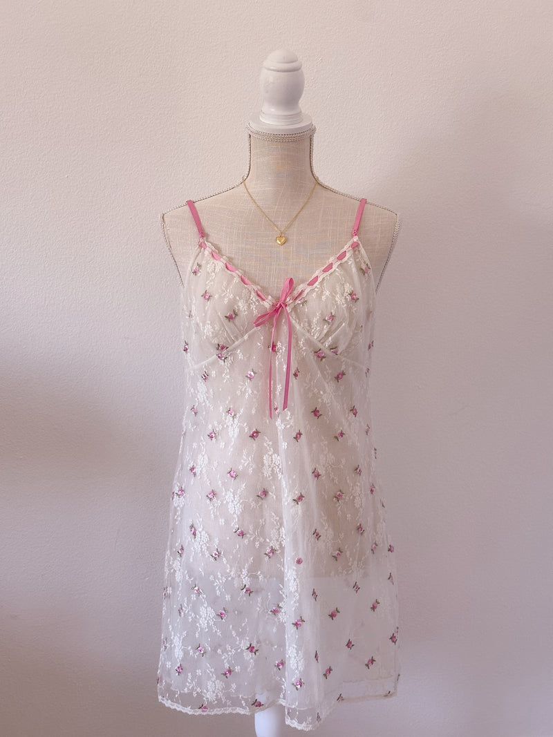 Vintage Victoria's Secret floral sheer slip dress Size: M