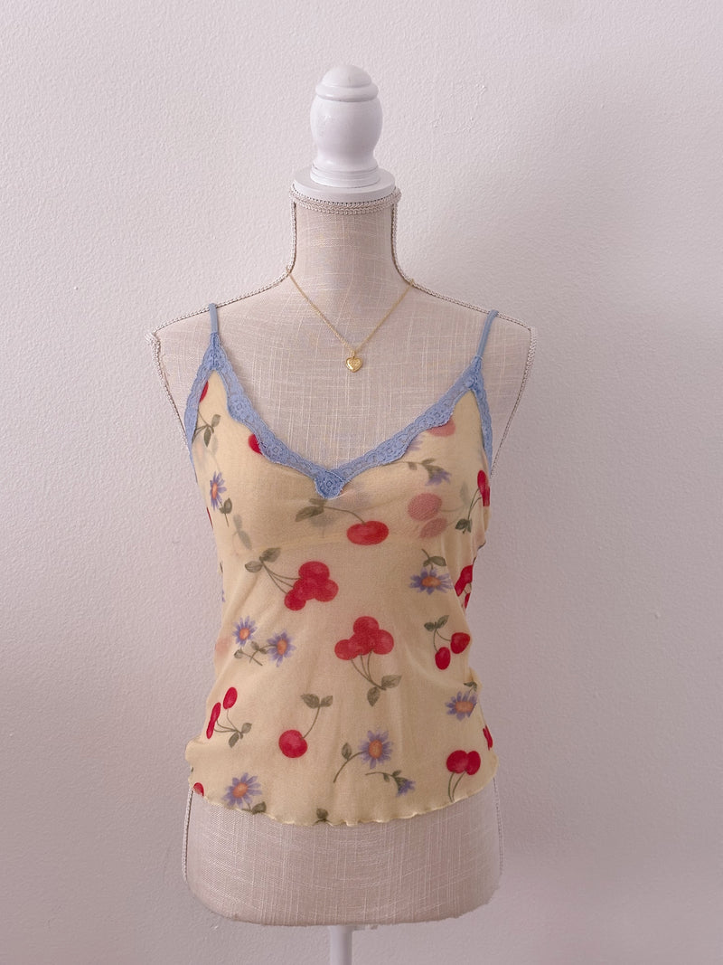 Vintage Victoria's Secret yellow cherry cami size: M