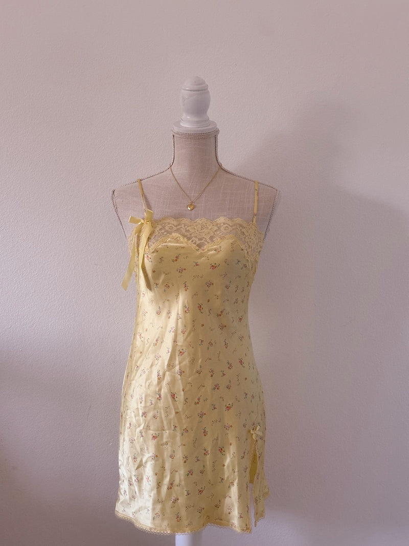 Vintage Victoria’s Secret Yellow Floral Babydoll Slip Dress Size: XS