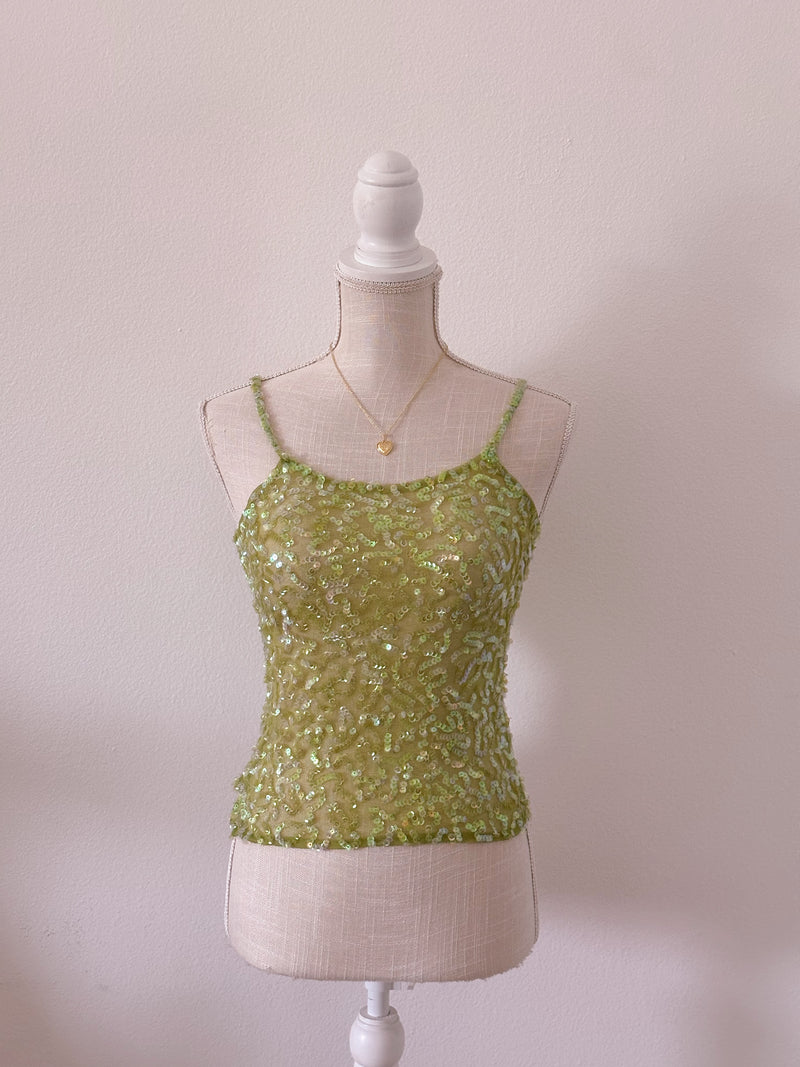 Vintage Tell Green 2000s aquamarine sheer cami top size: S