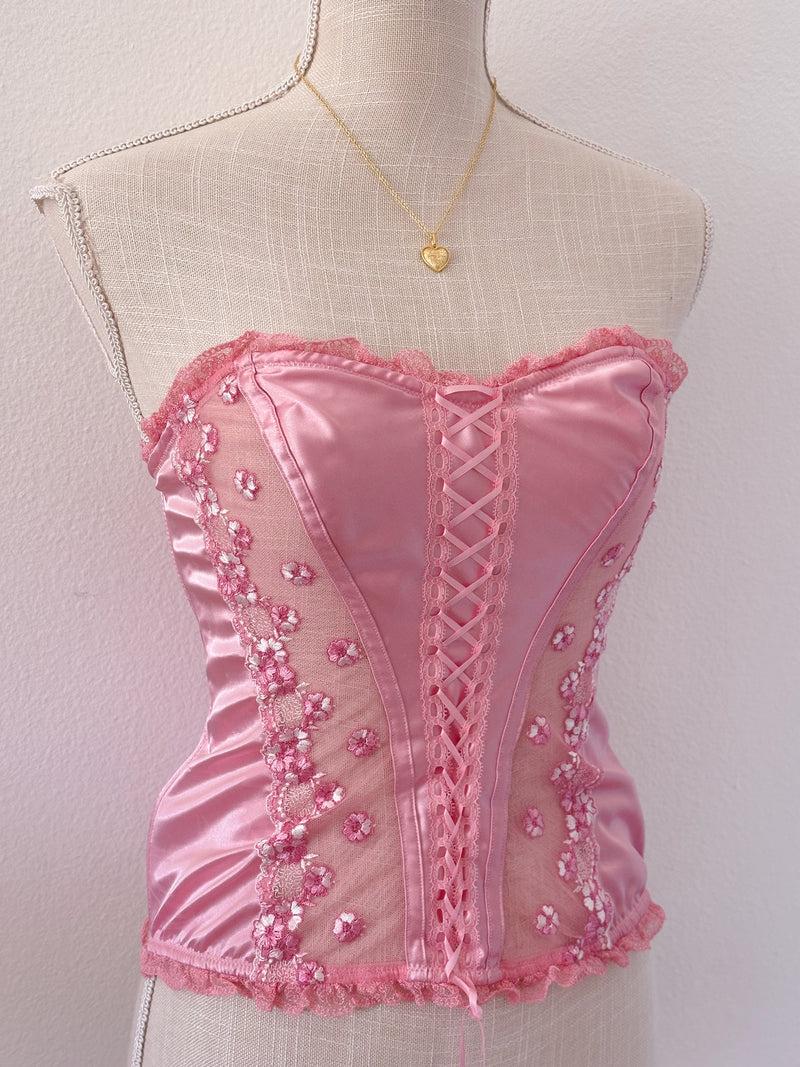 Vintage Victoria's Secret pink queen of hearts Corset Bustier Top size: 34 C