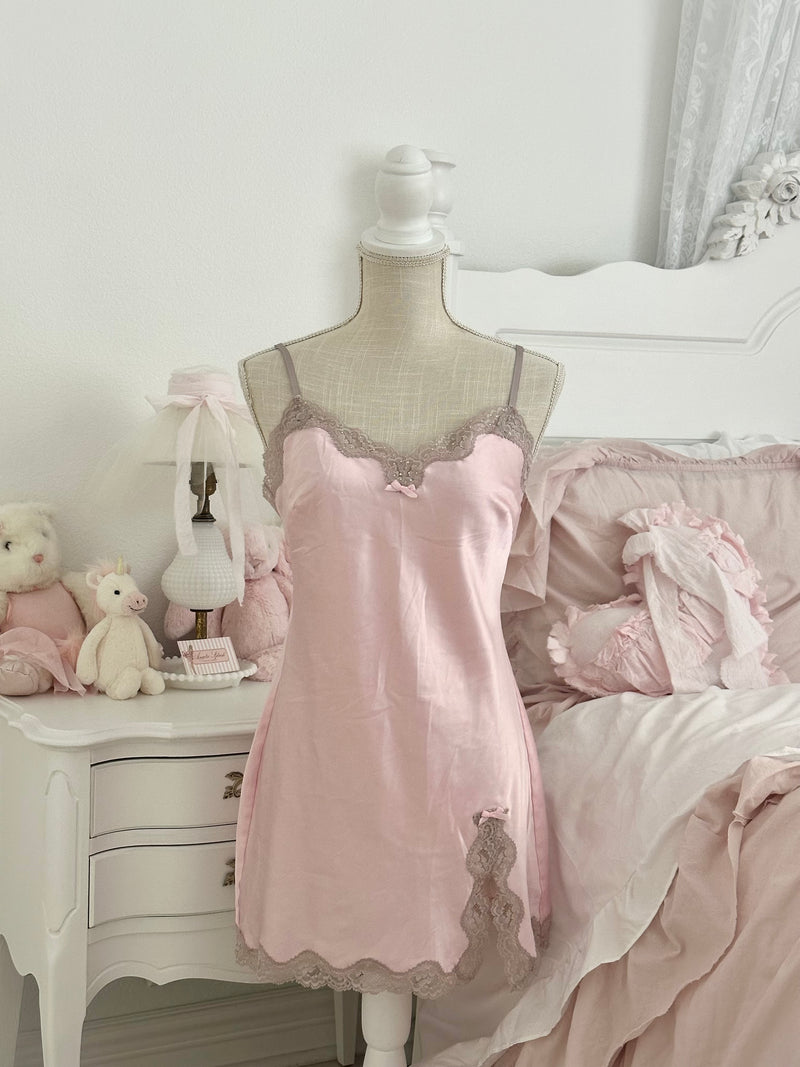 Vintage 2011 Victoria’s Secret Pink Satin Slip Dress Nightgown Size: XS/ S