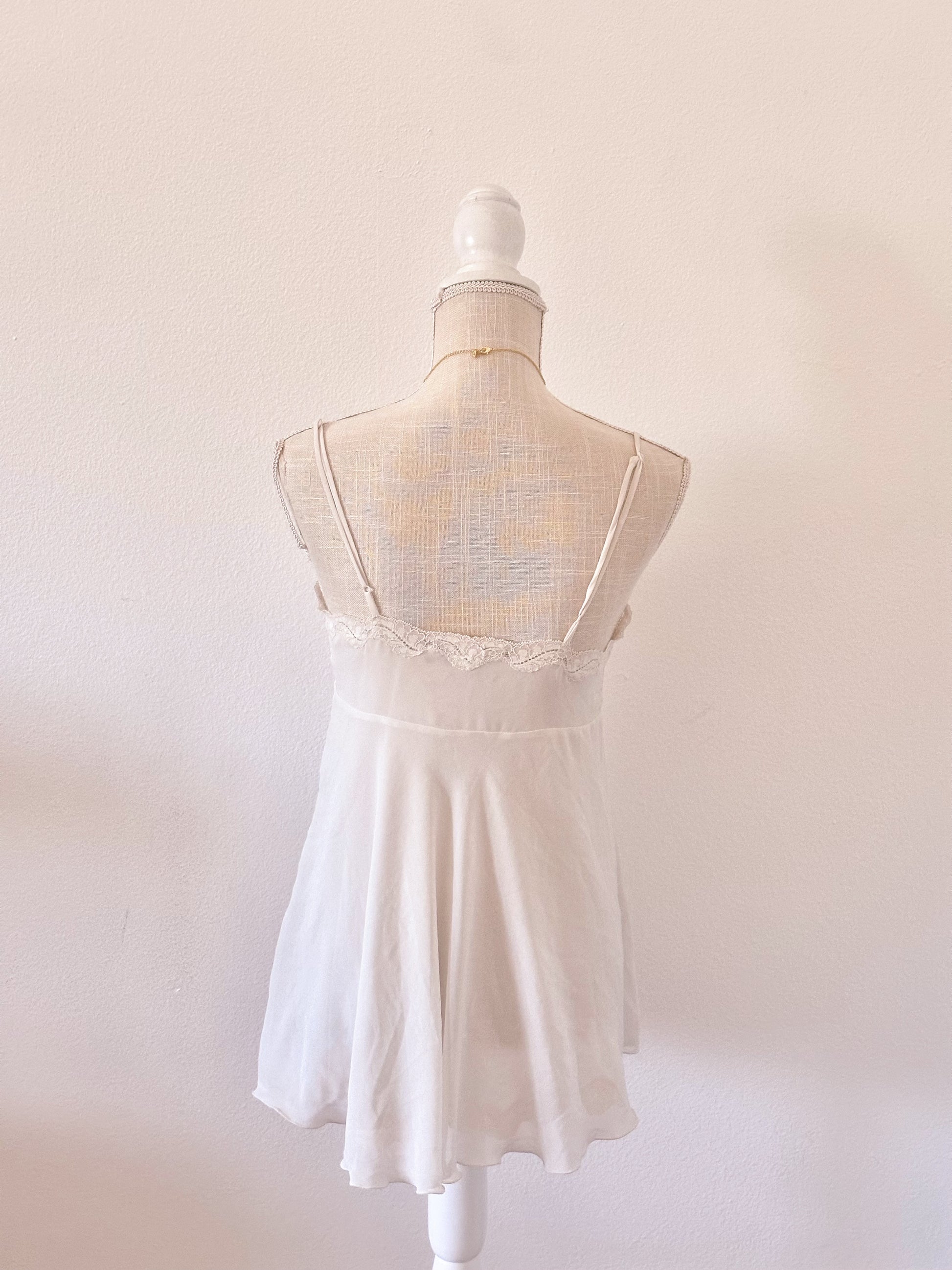 Vintage 1990s Victoria’s Secret White Shabby Chic Babydoll Slip Dress Size: S
