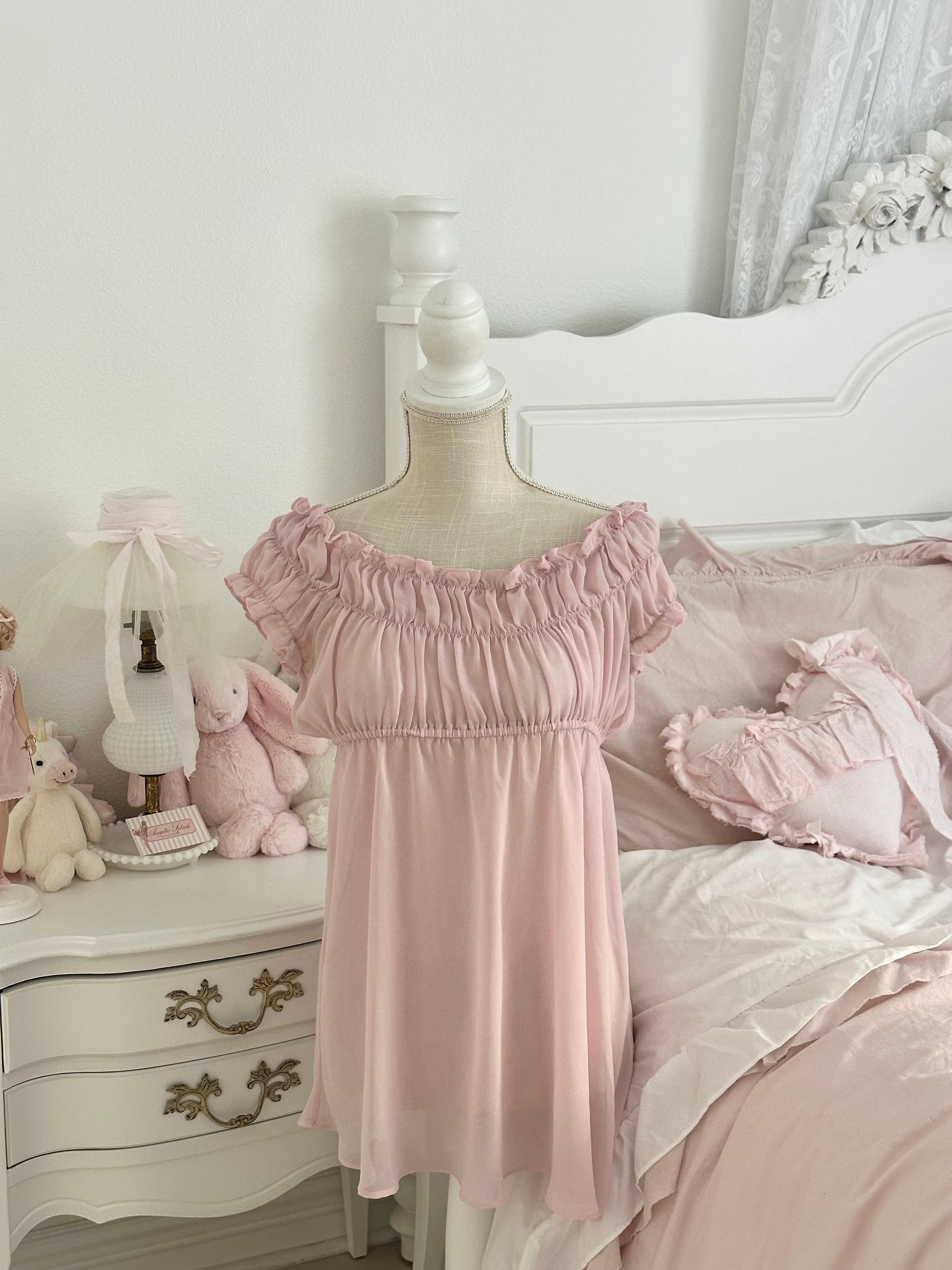 Vintage Vs size S from 2002 sheer pink babydoll pink ruffle milkmaid