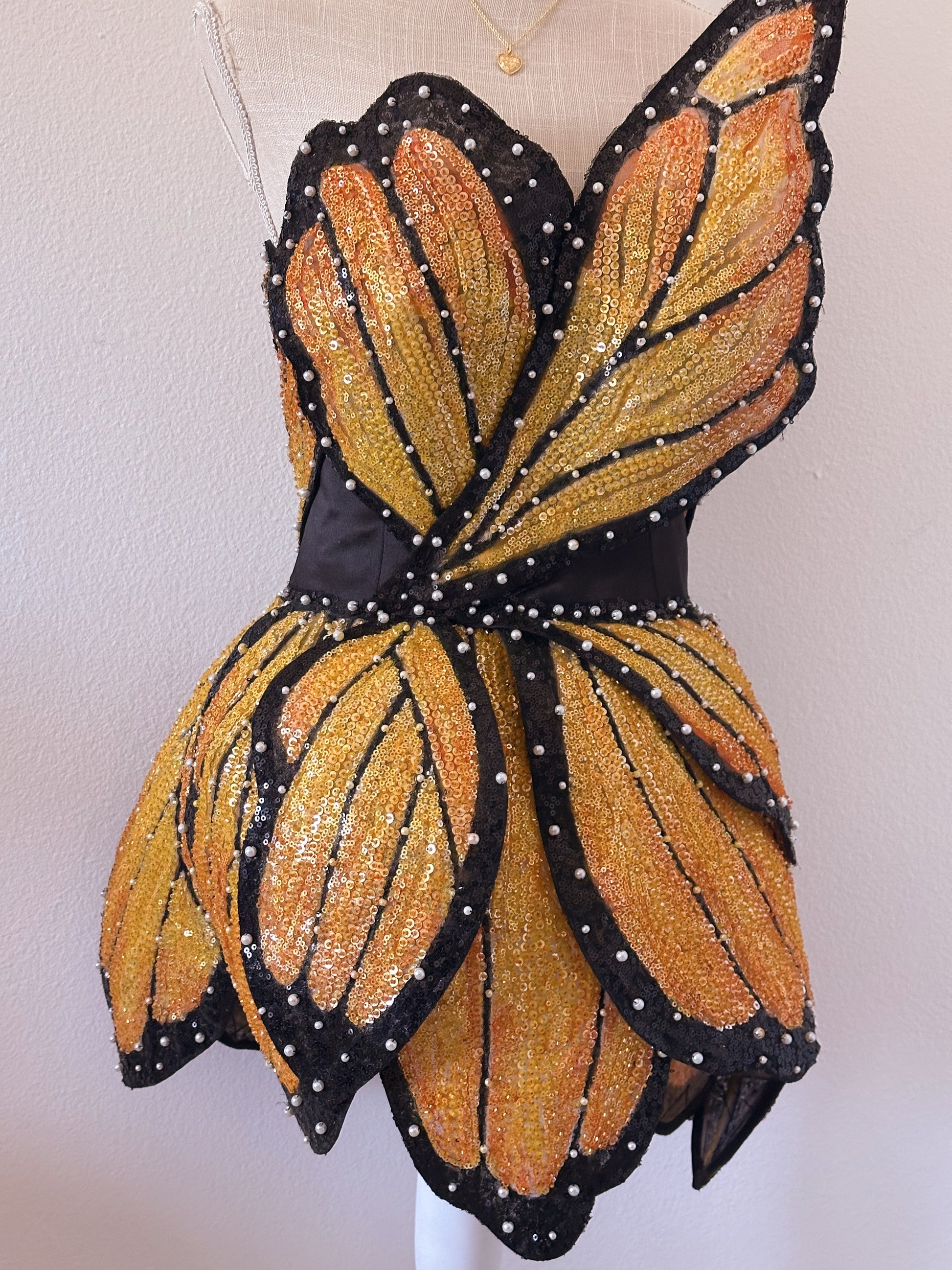 Handmade bedazzled mini butterfly formal dress Size: S