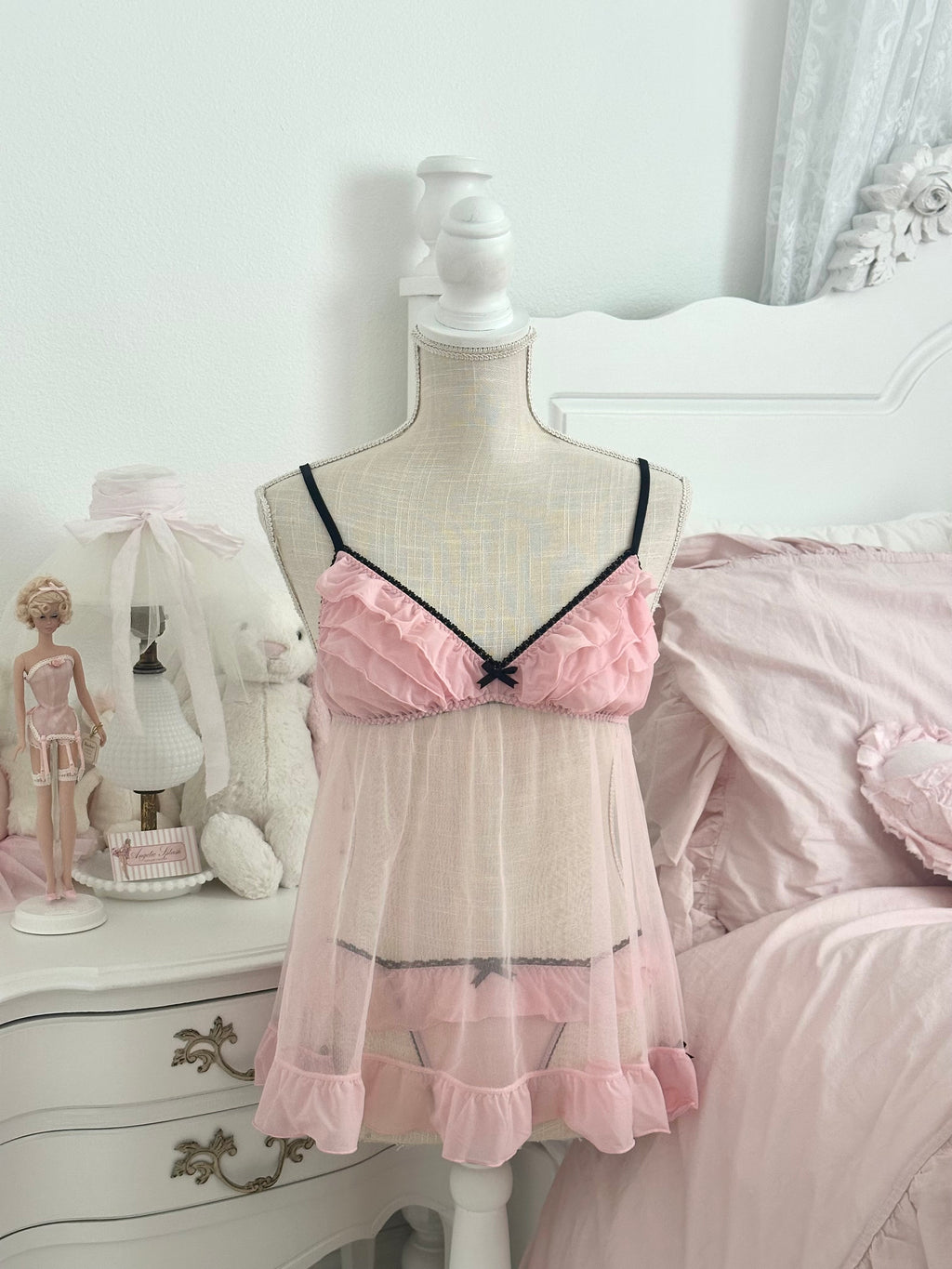 Vintage 2011 Victoria’s Secret Sexy Little Things Pink Babydoll Lingerie Set: M