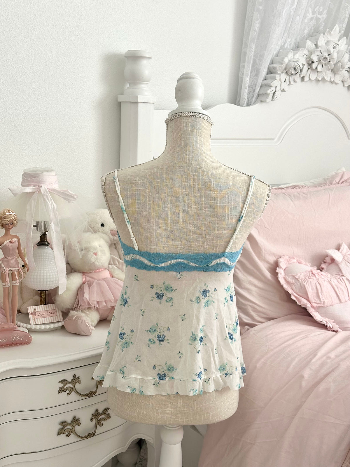 Vintage 2006 Victoria’s Secret Angels Blue Floral Sheer Cami Top Size XS