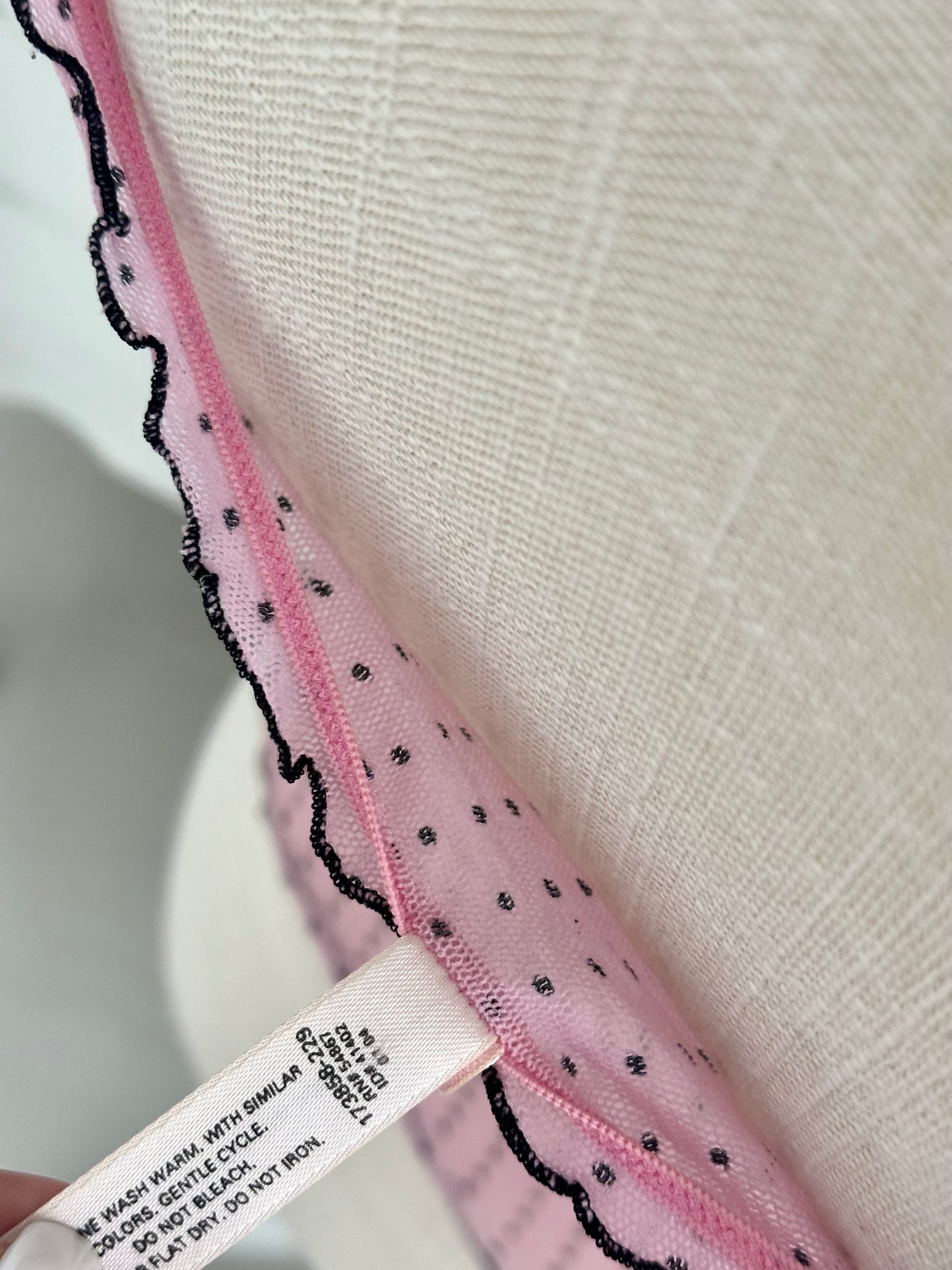 Vintage 2004 VS pink sheer black polka dot cami size S