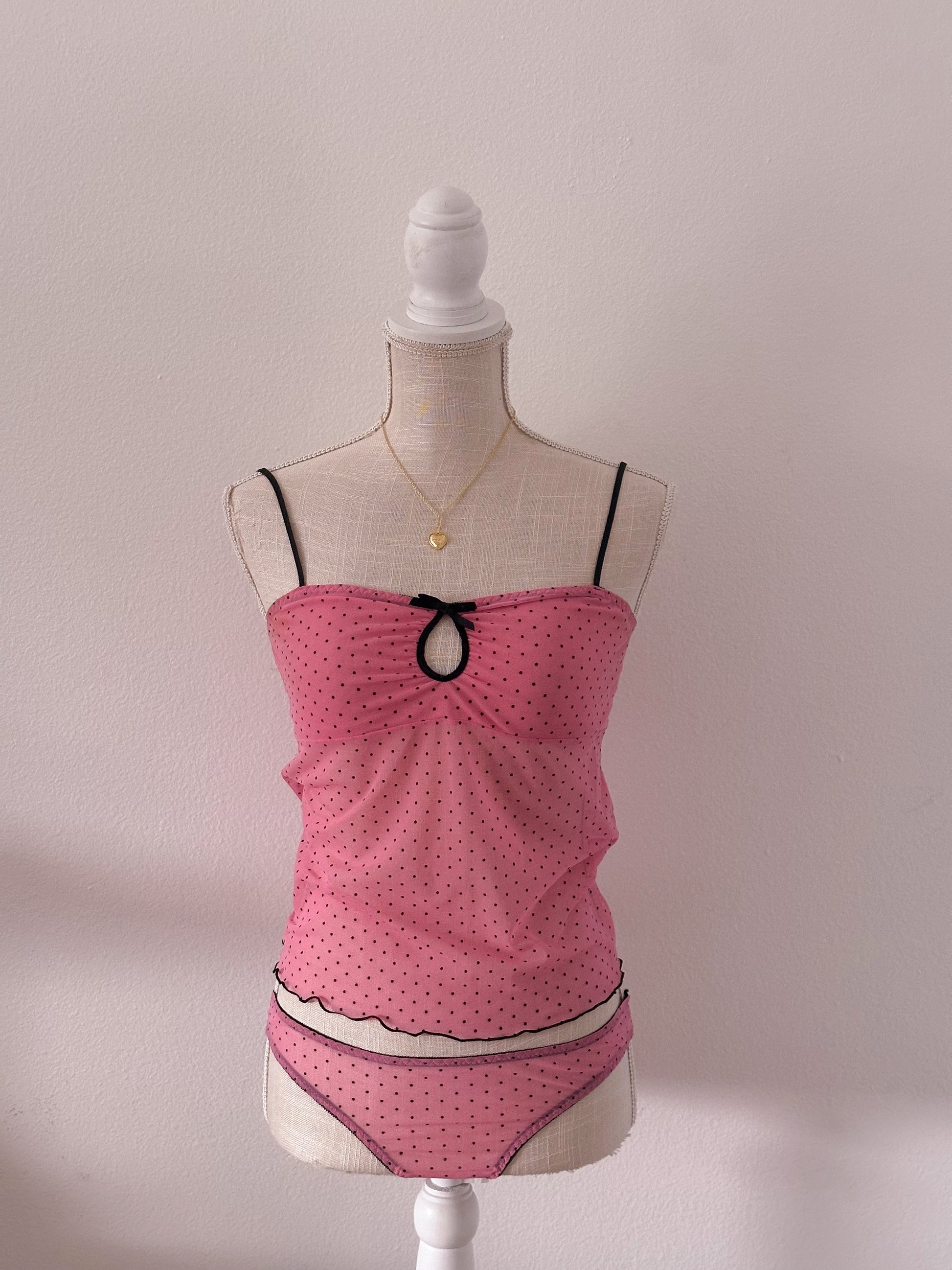Vintage Victoria's Secret pink polka dot 2 piece set size: S