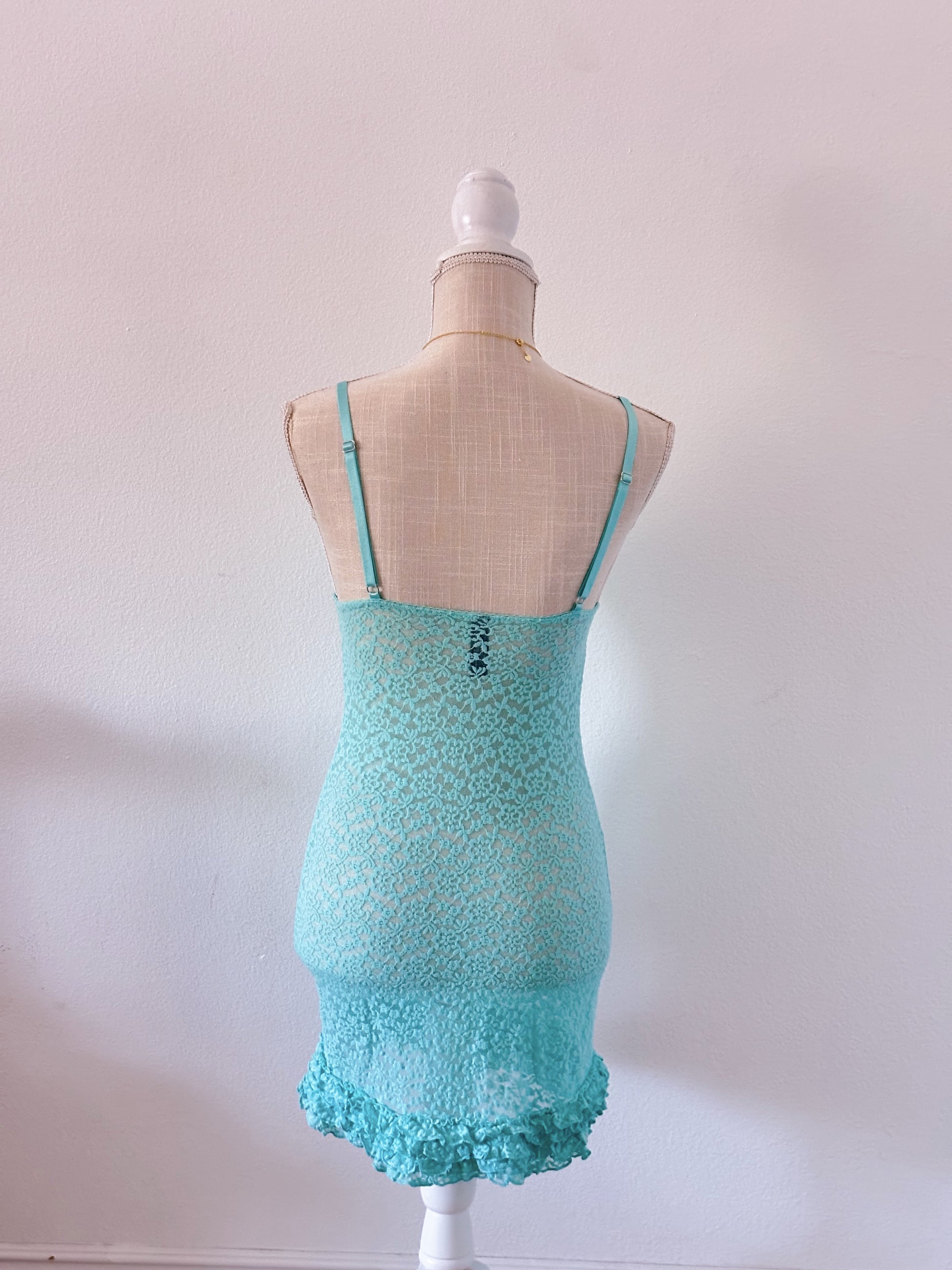 Vintage Victoria's Secret, blue lace, body con dress Size:M