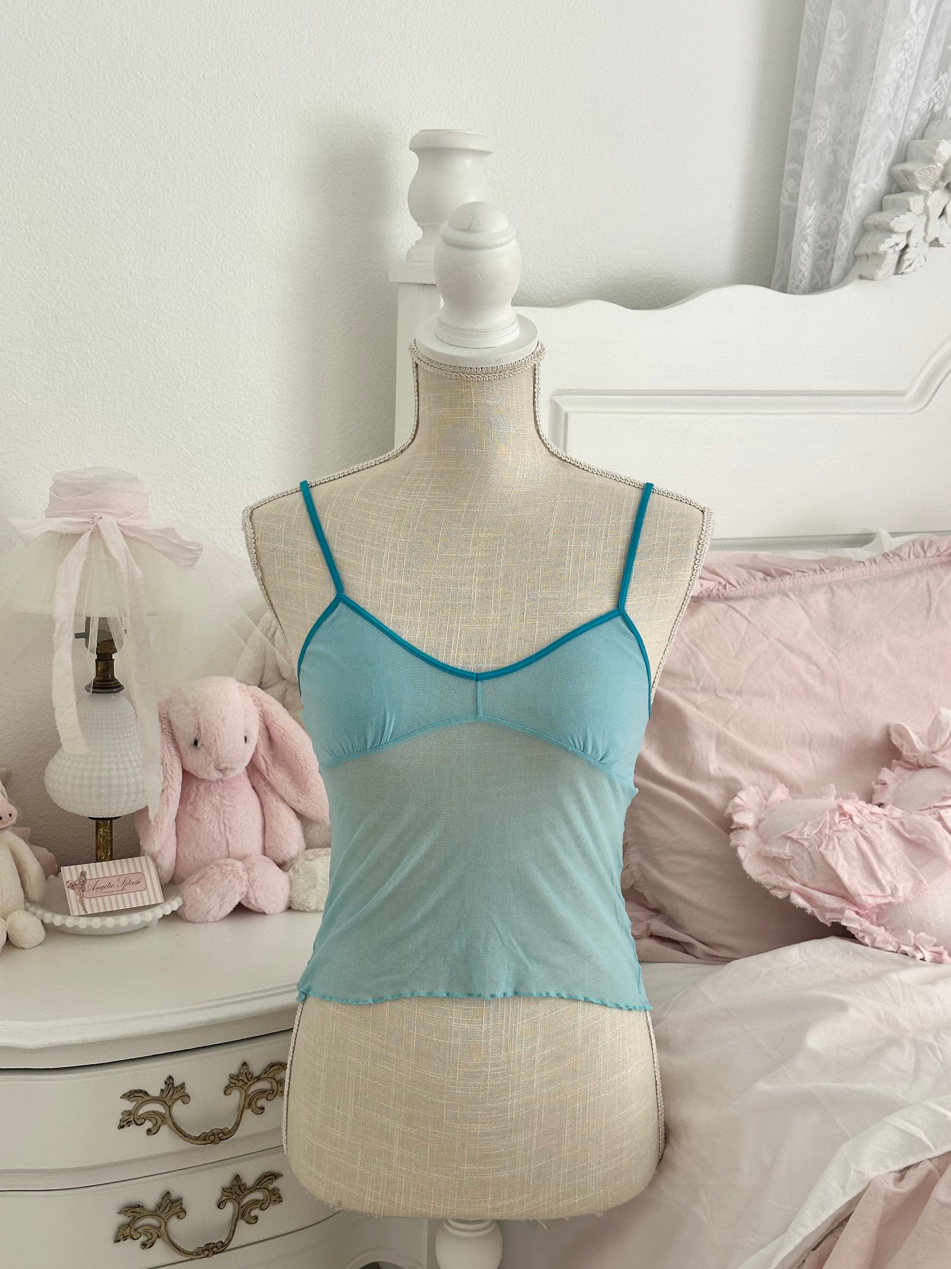 Vintage 2002 Victoria’s Secret PINK Blue Sheer Cami Top Size: S