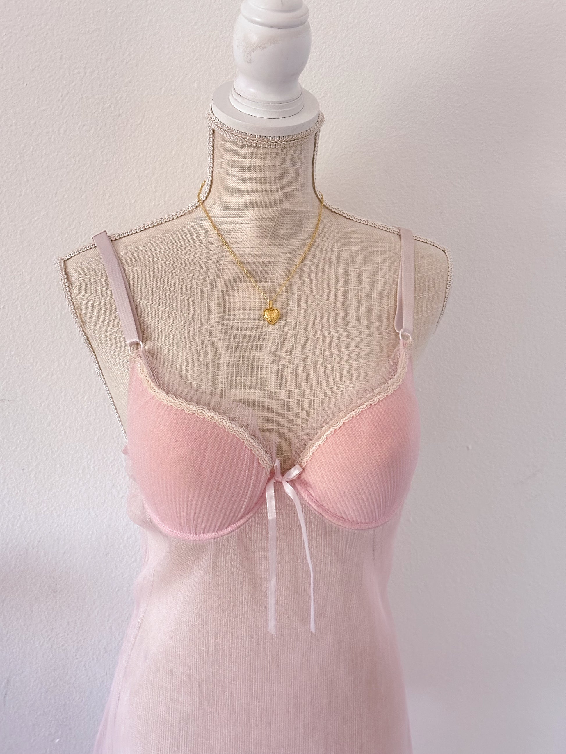 Y2k pink sheer diana secret babydoll dress size: M