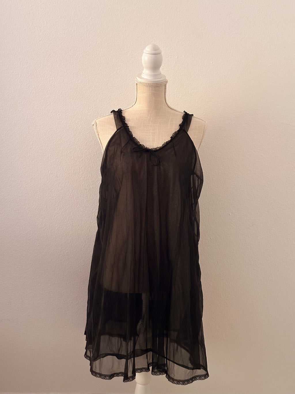 1950s black sheer nightgown