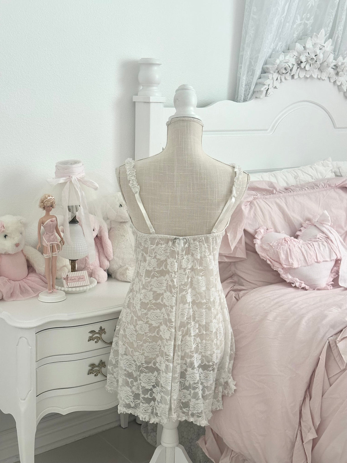Vintage Cinema Étoile White Lace Babydoll Slip Dress Size XL