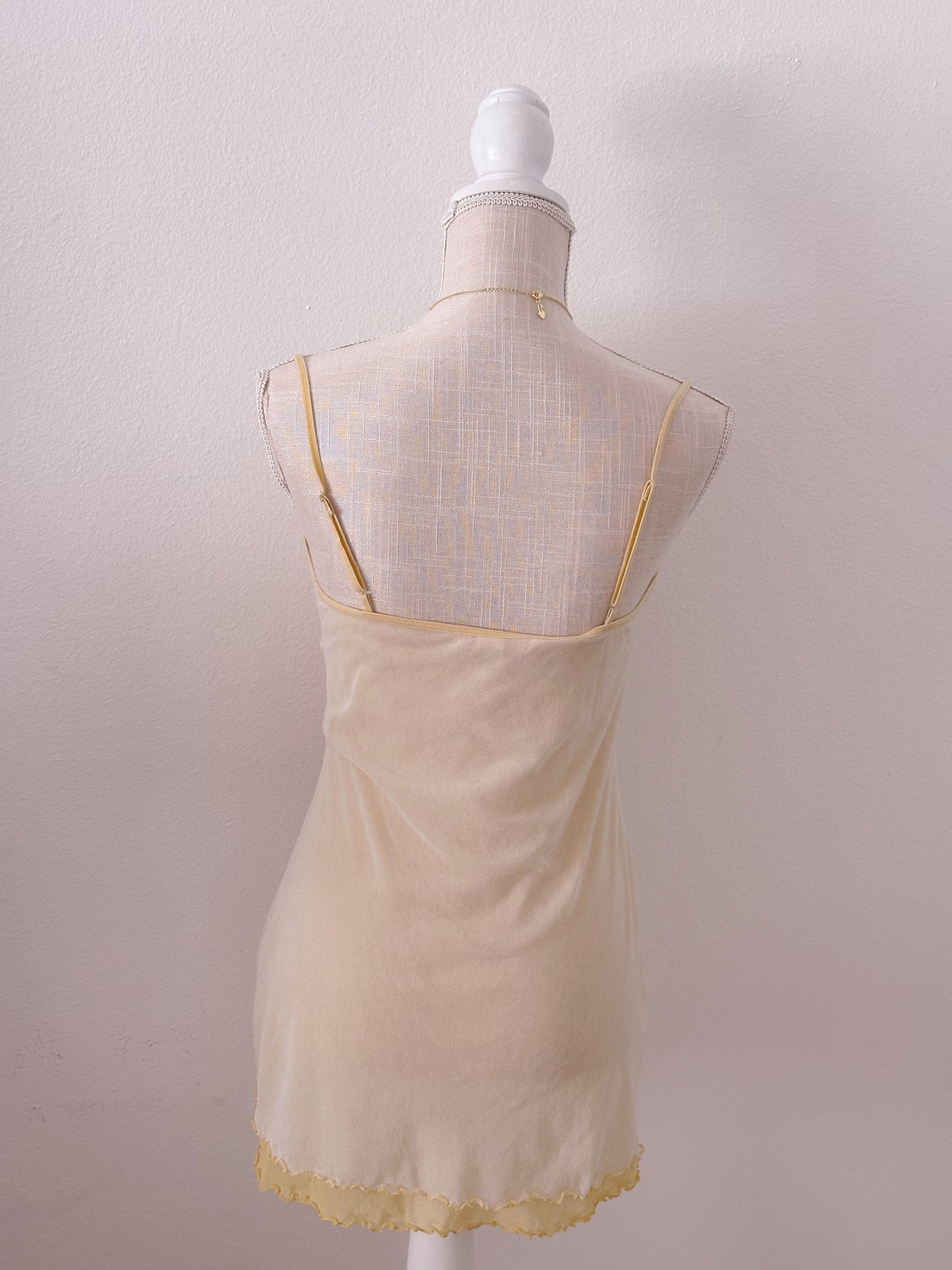 Vintage Victoria's Secret sheer yellow floral babydoll slip dress size: S