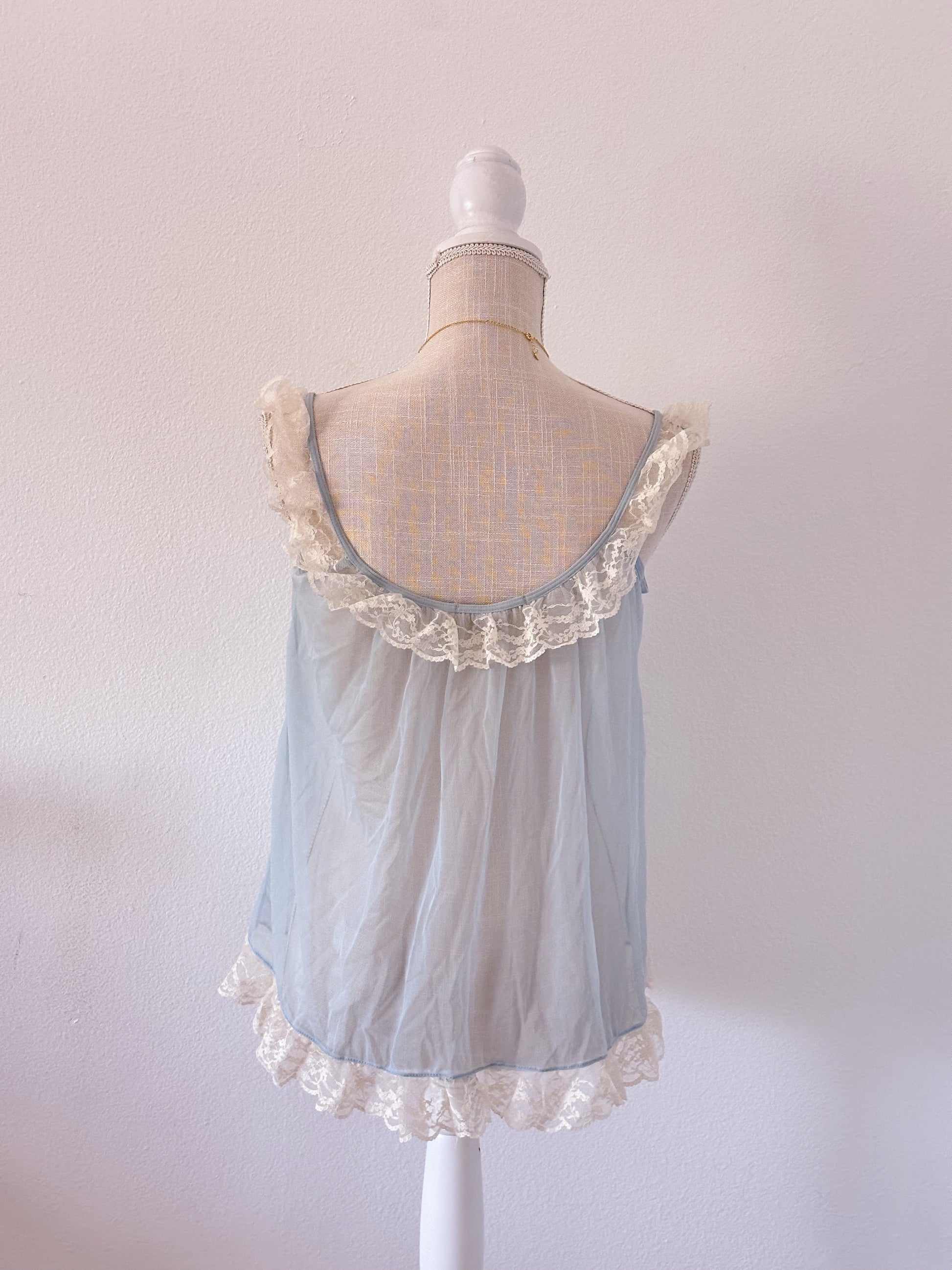 Victoria's Secret vintage blue sheer babydoll top Size:S￼