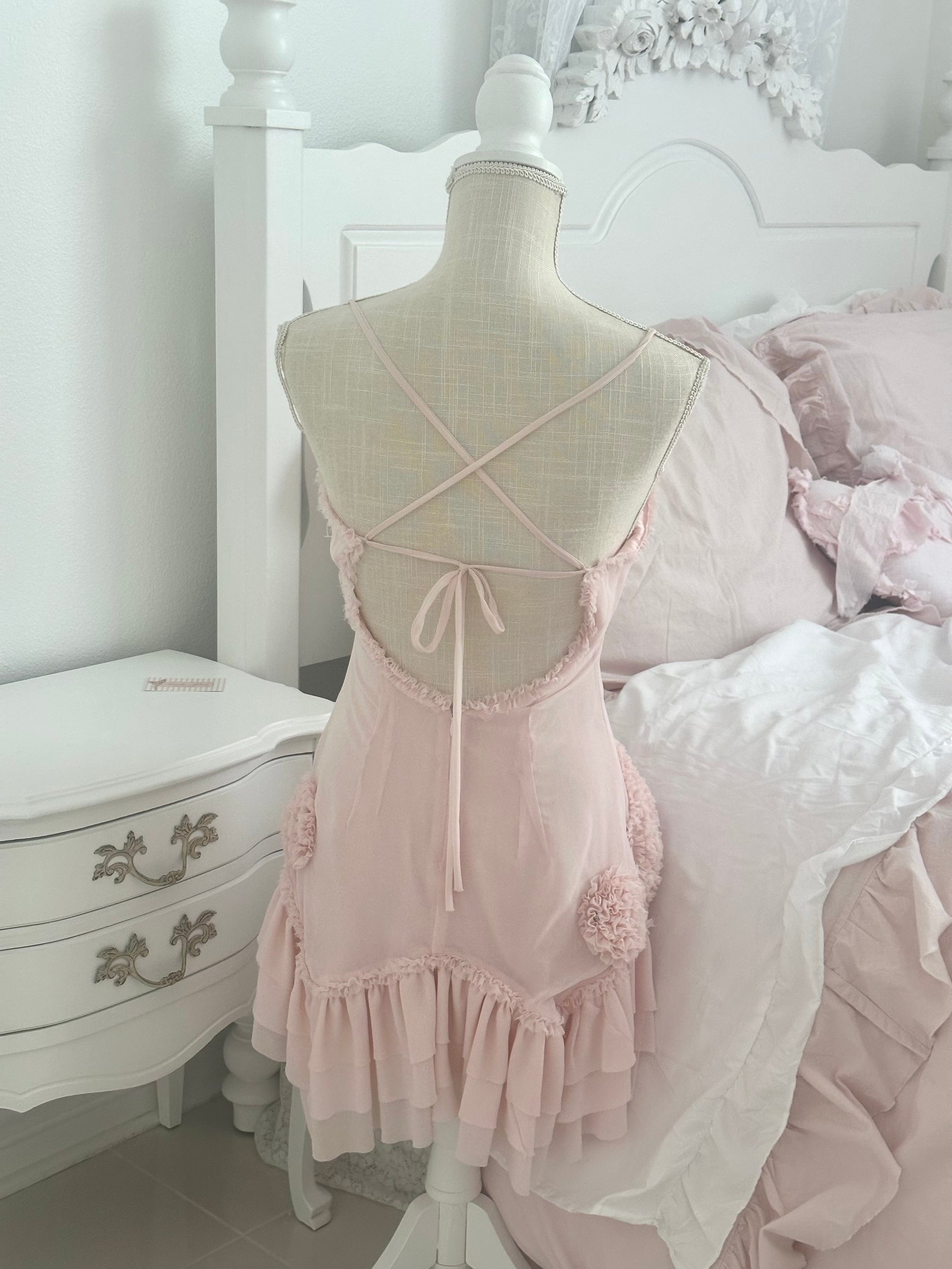Vintage Forever 21 Pink Floral Embellished Dress Size: 2