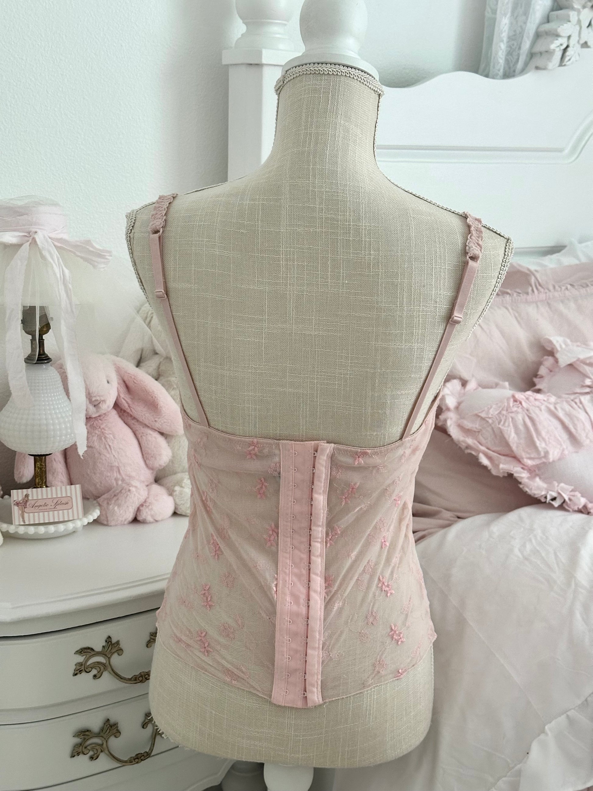 Vintage Y2K Rampage Pink Floral Bustier Corset Top Size: 34C