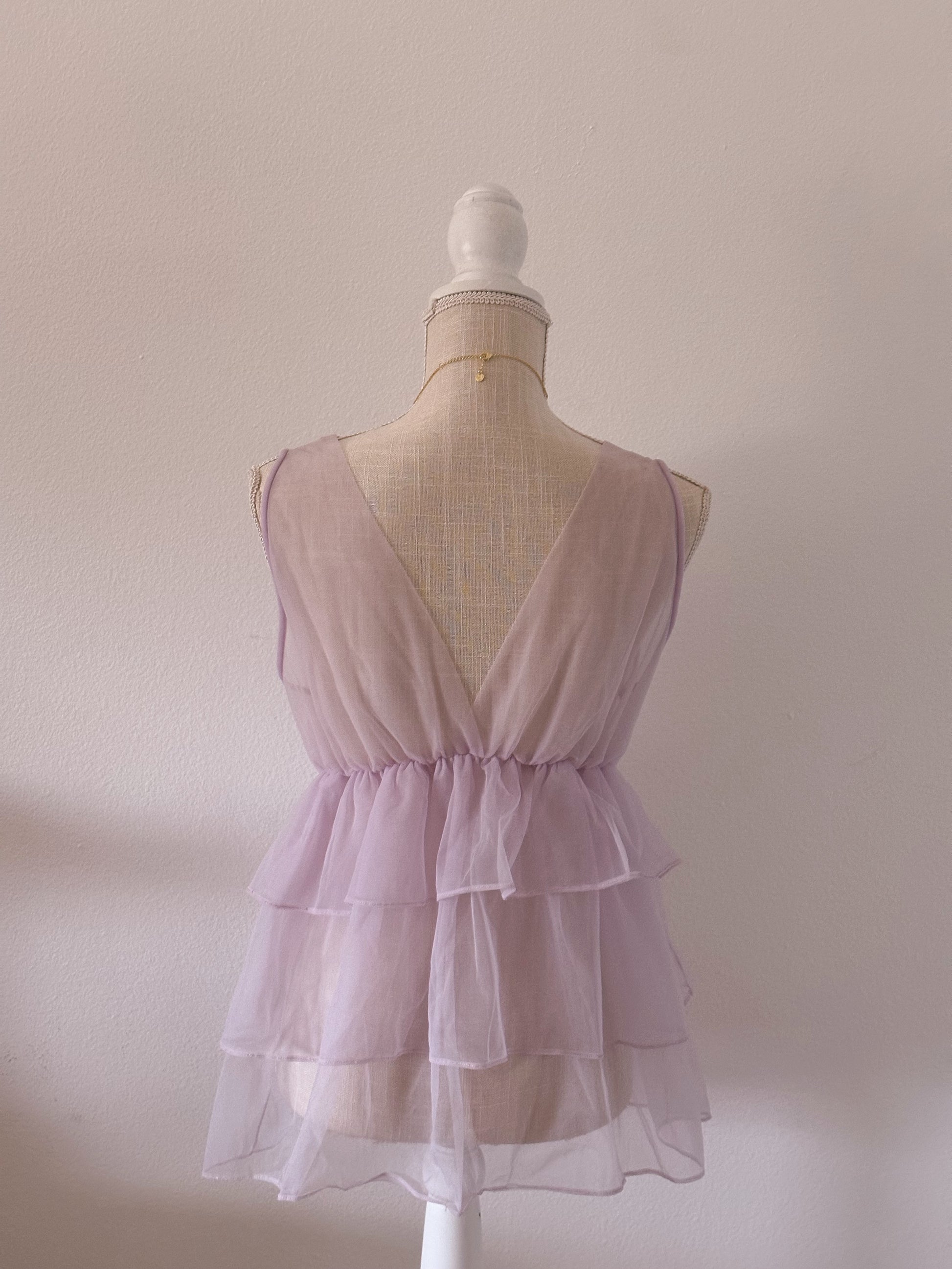 Vintage 1970s purple sheer babydoll top size: S/M