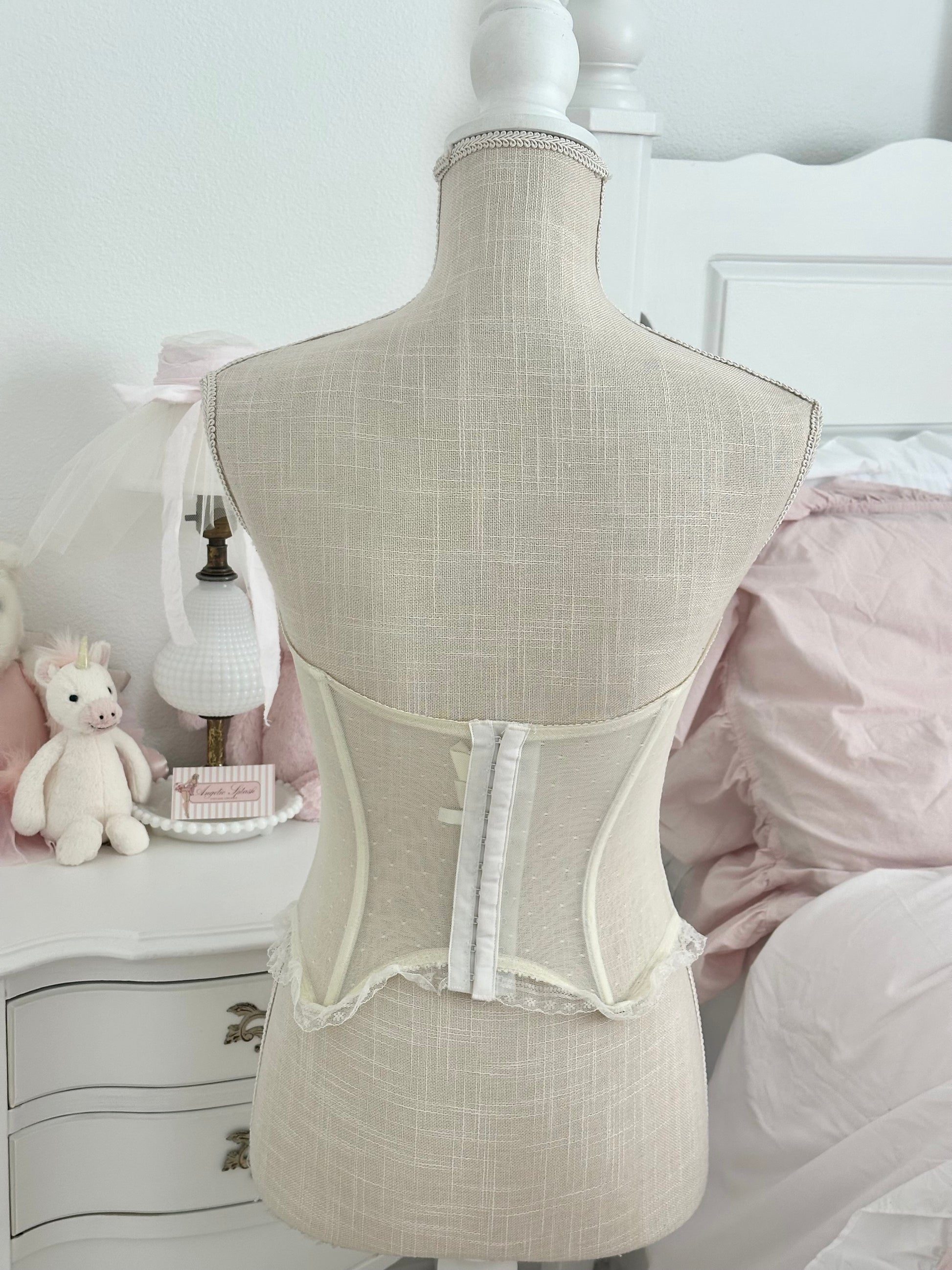 Vintage 1970s Victoria’s Secret White Floral Corset Bustier Top Size: XS/S