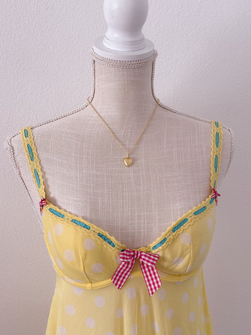 Vintage butter yellow victoria's Secret Darling babydoll set size: 34 B