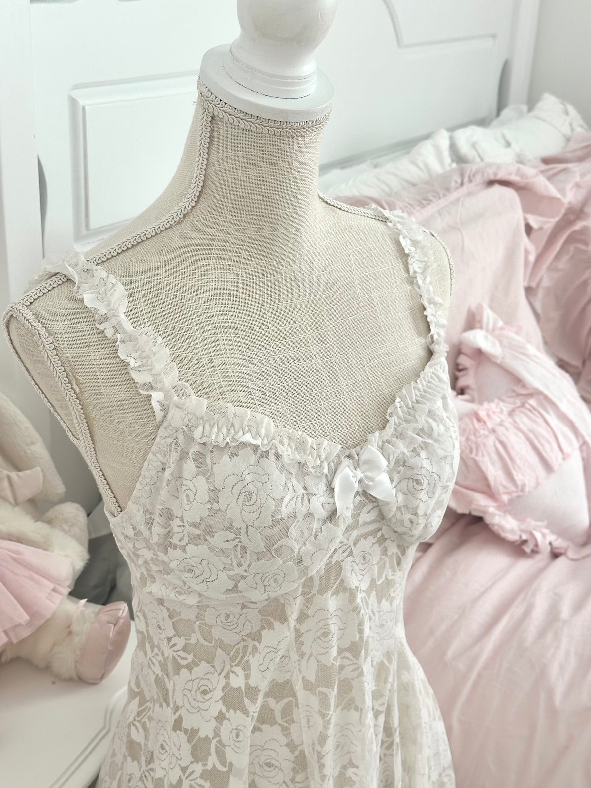 Vintage Y2K Cinema Etoile White Lace Babydoll Dress Madison Beer Size M