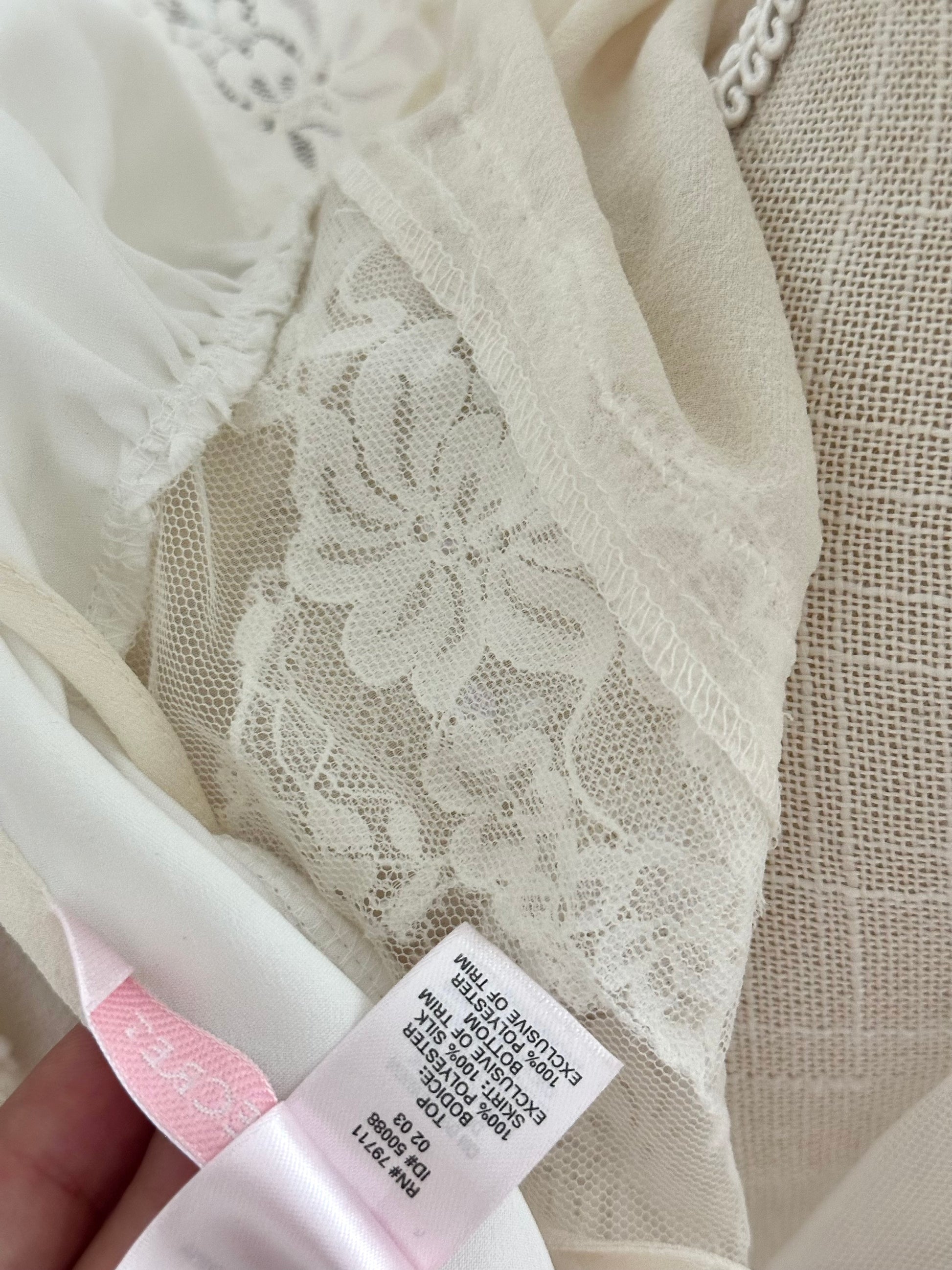 Vintage 2004 sheer white VS babydoll dress with silk size xs