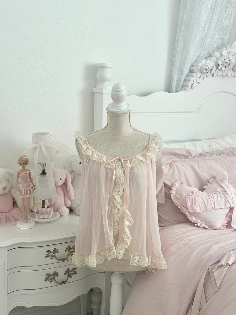 Vintage 2009 Victoria’s Secret Sheer Pink Lace Cover-Up Top Size M