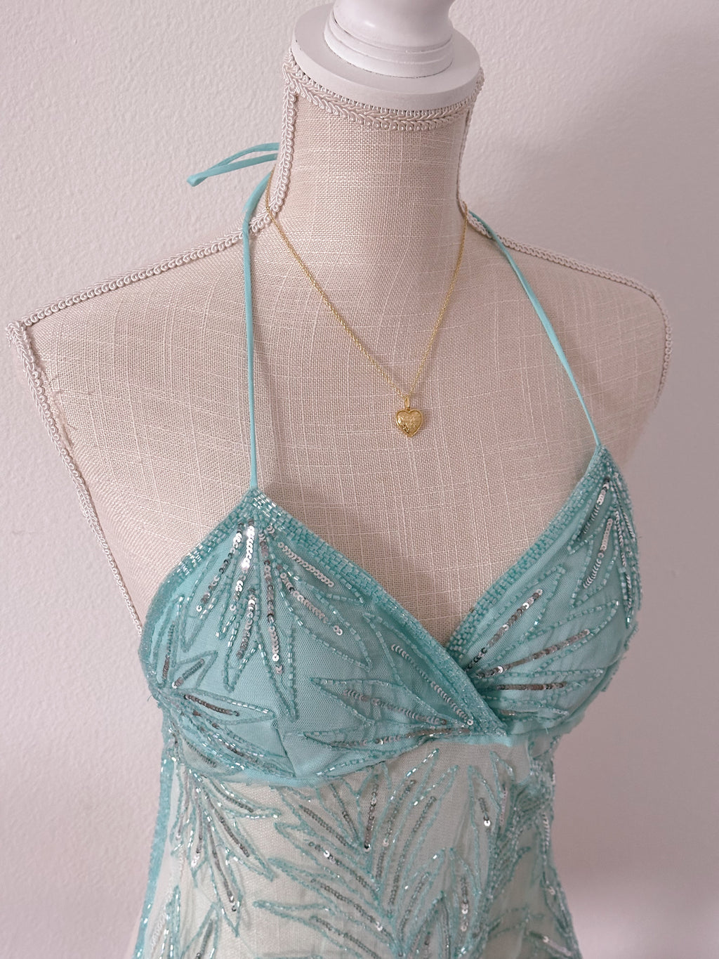 Vintage Wet Seal 1990s blue sequin halter top Size: S